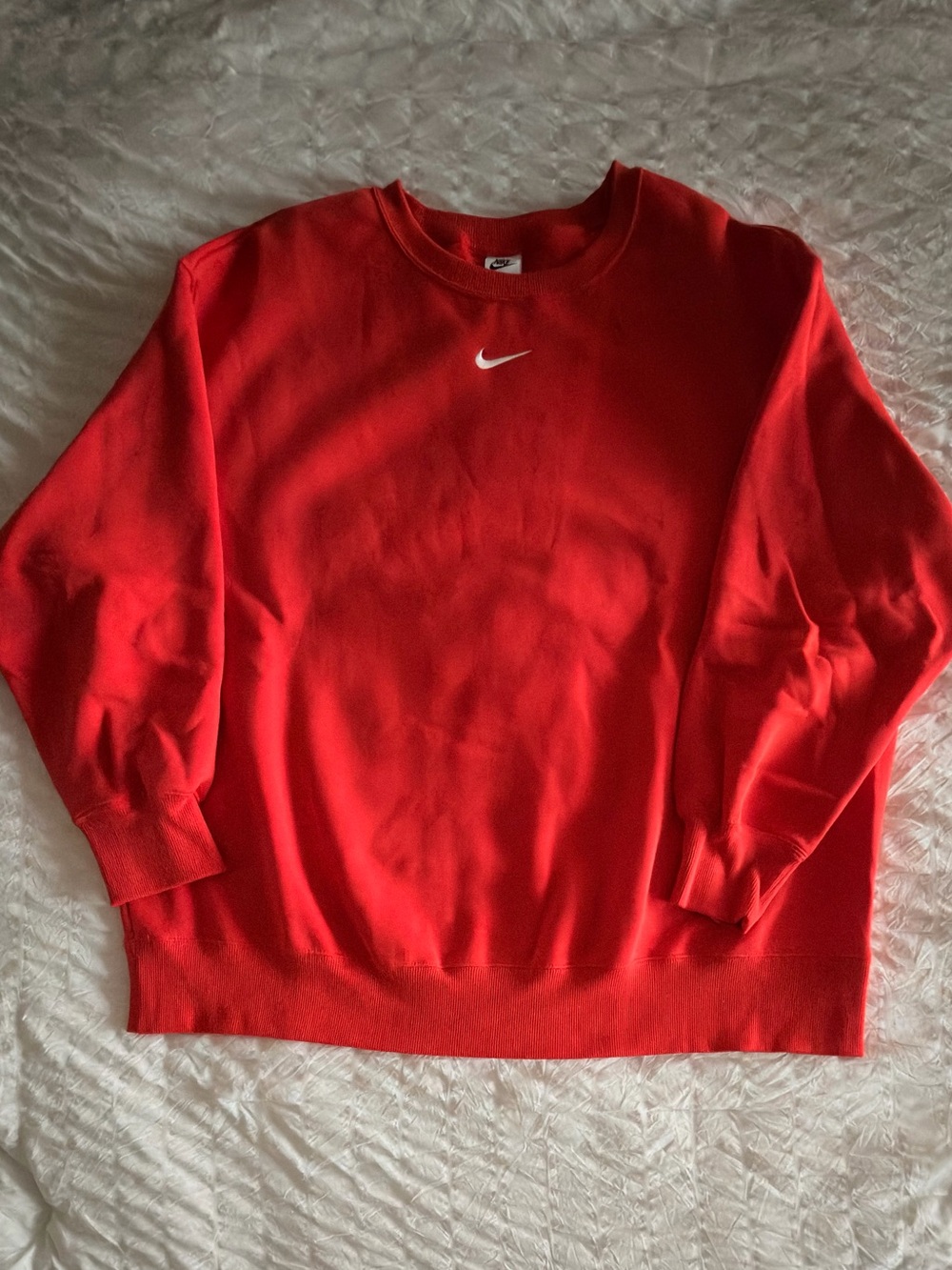 Nike Orange Crewneck Sweatshirt with White Swoosh